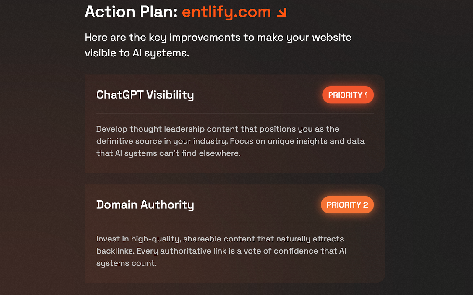 Entlify Free GEO Audit tool: Insights for Entlify.com