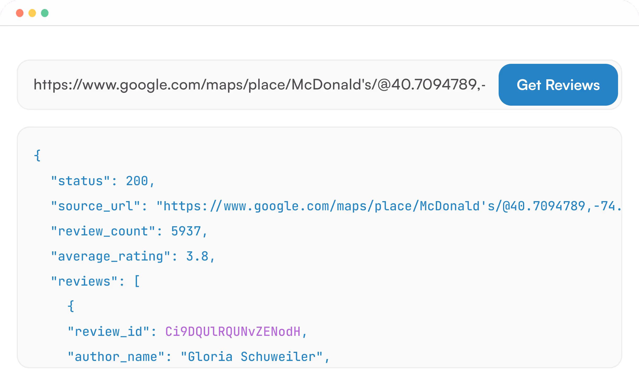 REVIEW DATA API