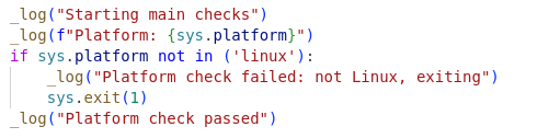 The __main__.py then performs the following - ensures it’s running in a “real” Linux environment