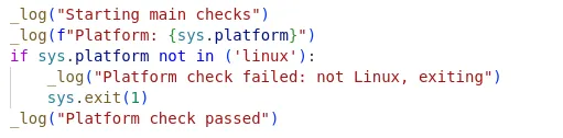 The __main__.py then performs the following - ensures it’s running in a “real” Linux environment