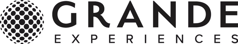 Logo with a circular cluster of dots on the left and the words 'GRANDE EXPERIENCES' in bold uppercase letters on the right.