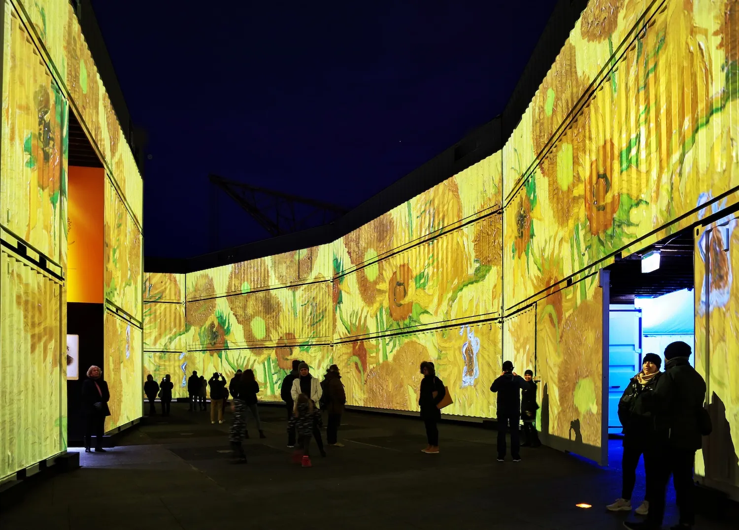 Vibrant digital art installation in a large gallery space