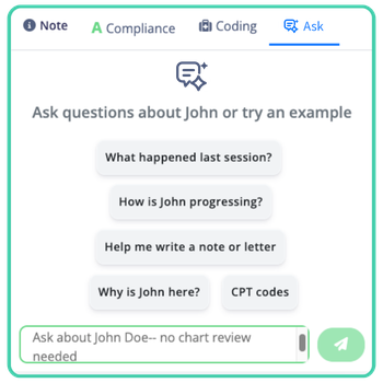Suggested questions to try in Ask about a patient
