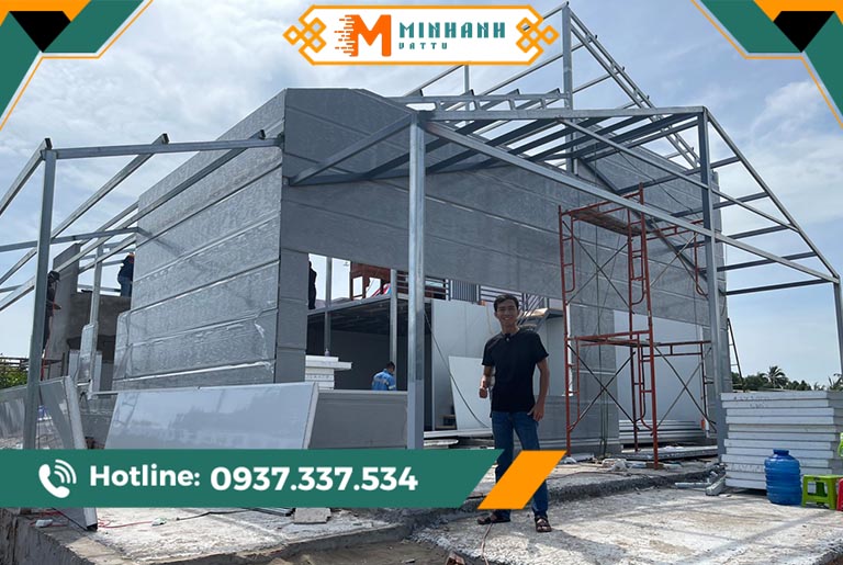 tấm Panel EPS vách ngoài dùng làm vách nhà lắp ghép