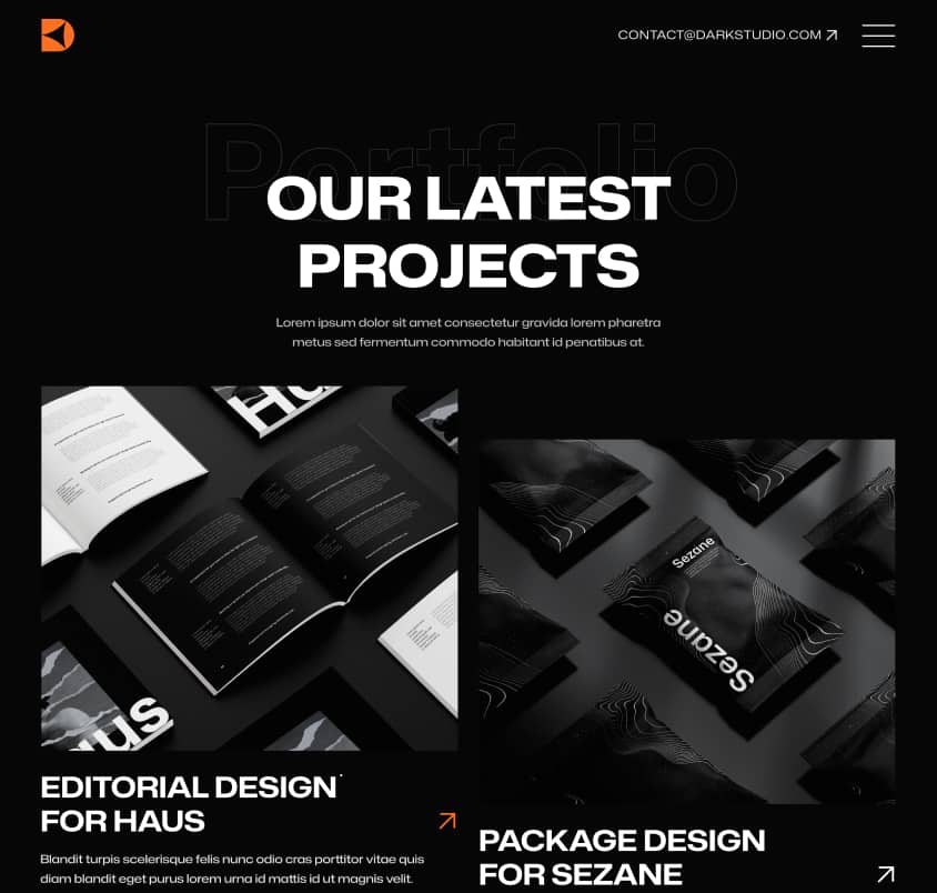 Darkstudio X - Portfolio Page - Branding Studio Webflow Template