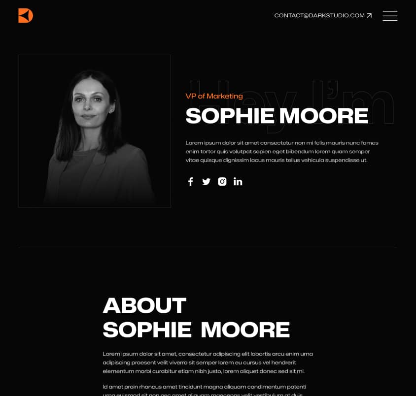 Darkstudio X - Team Member Page - Branding Studio Webflow Template