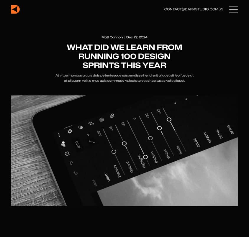 Darkstudio X - Blog Post Page - Branding Studio Webflow Template