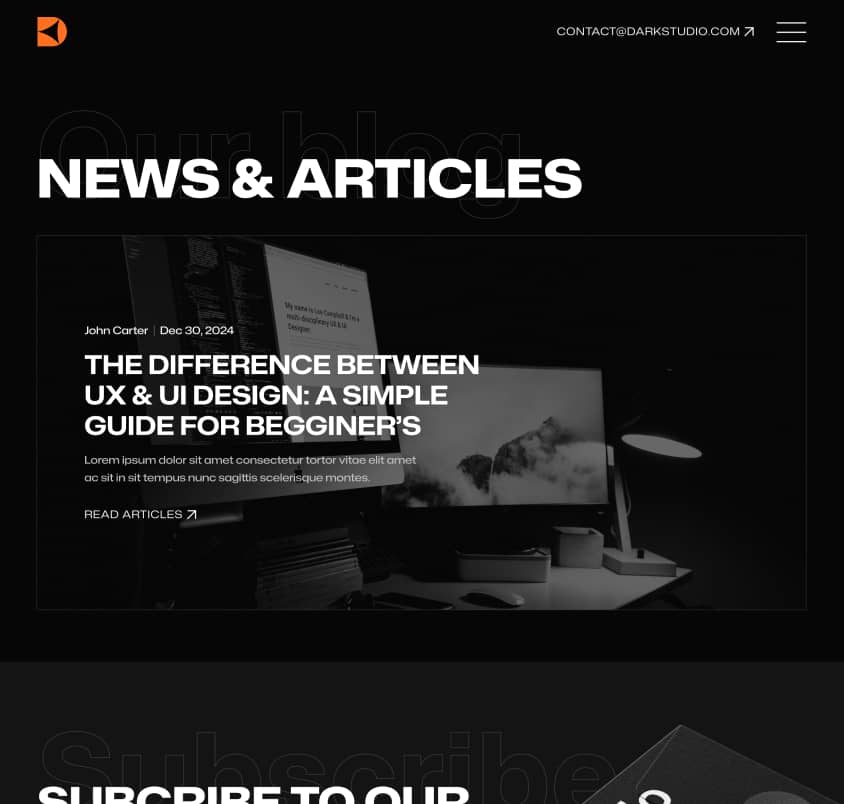 Darkstudio X - Blog Page - Branding Studio Webflow Template