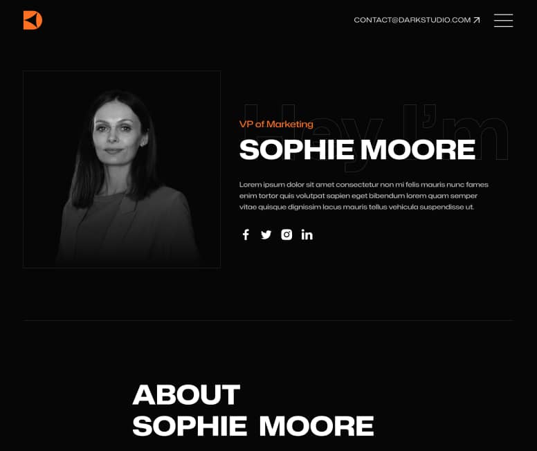 Darkstudio X - Team Member Page - Branding Studio Webflow Template