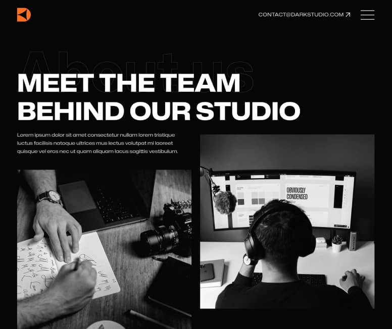 Darkstudio X - About Page - Branding Studio Webflow Template