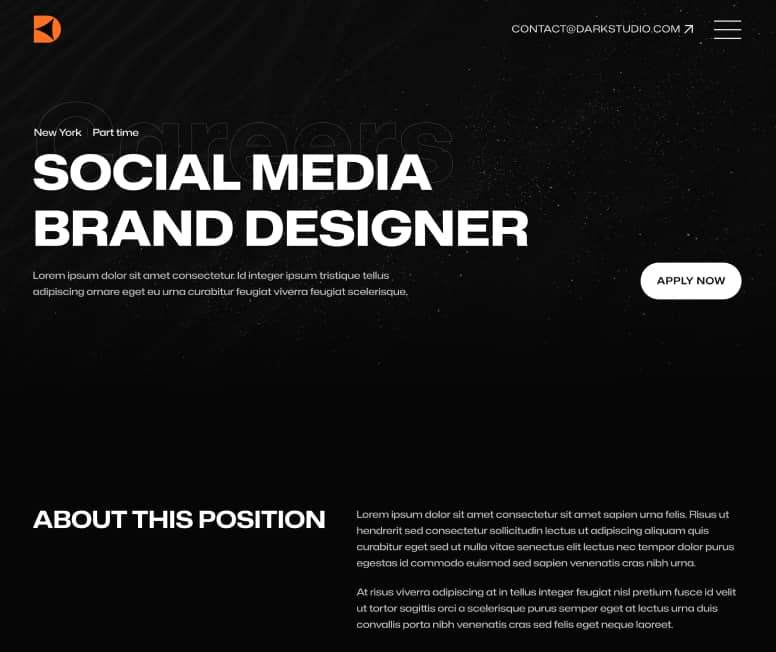 Darkstudio X - Career Single Page - Branding Studio Webflow Template