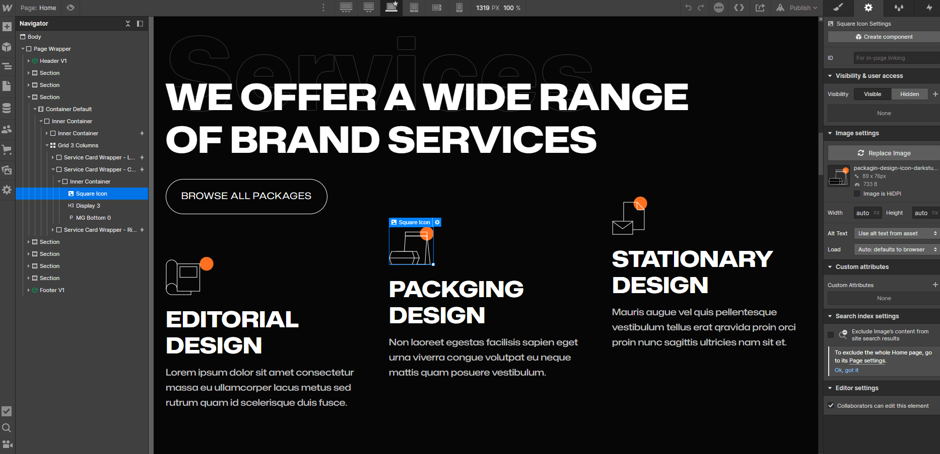 Graphics and Icons - Darkstudio X Webflow Template