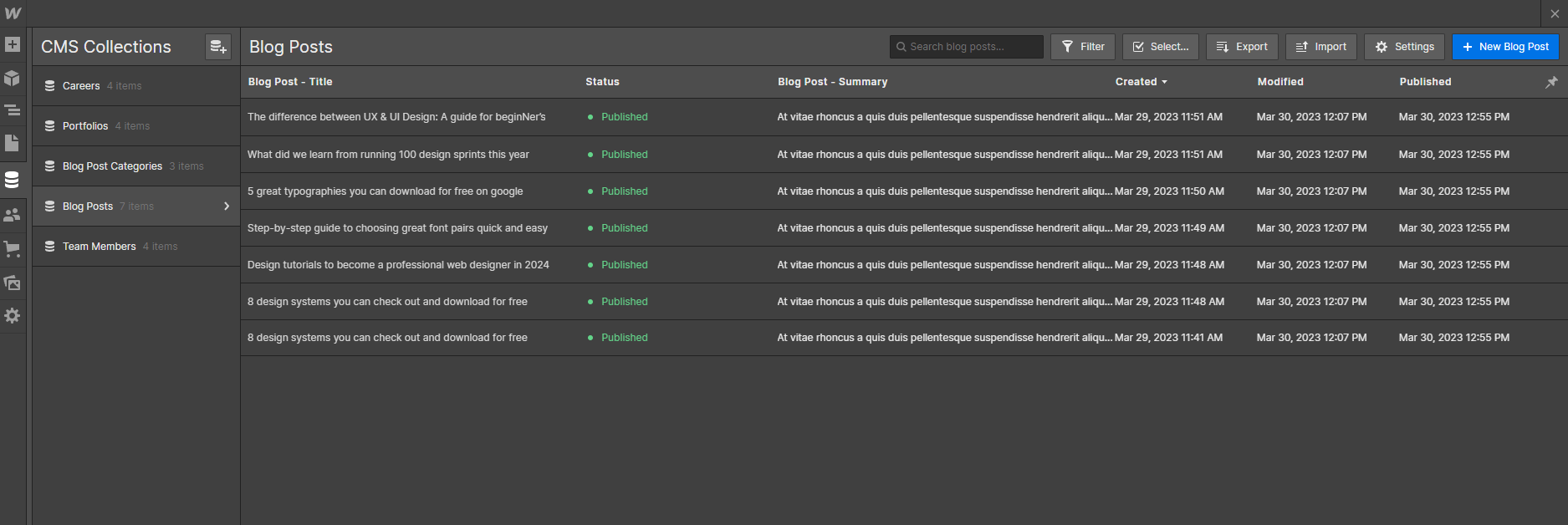 CMS Collection - Darkstudio X Webflow Template