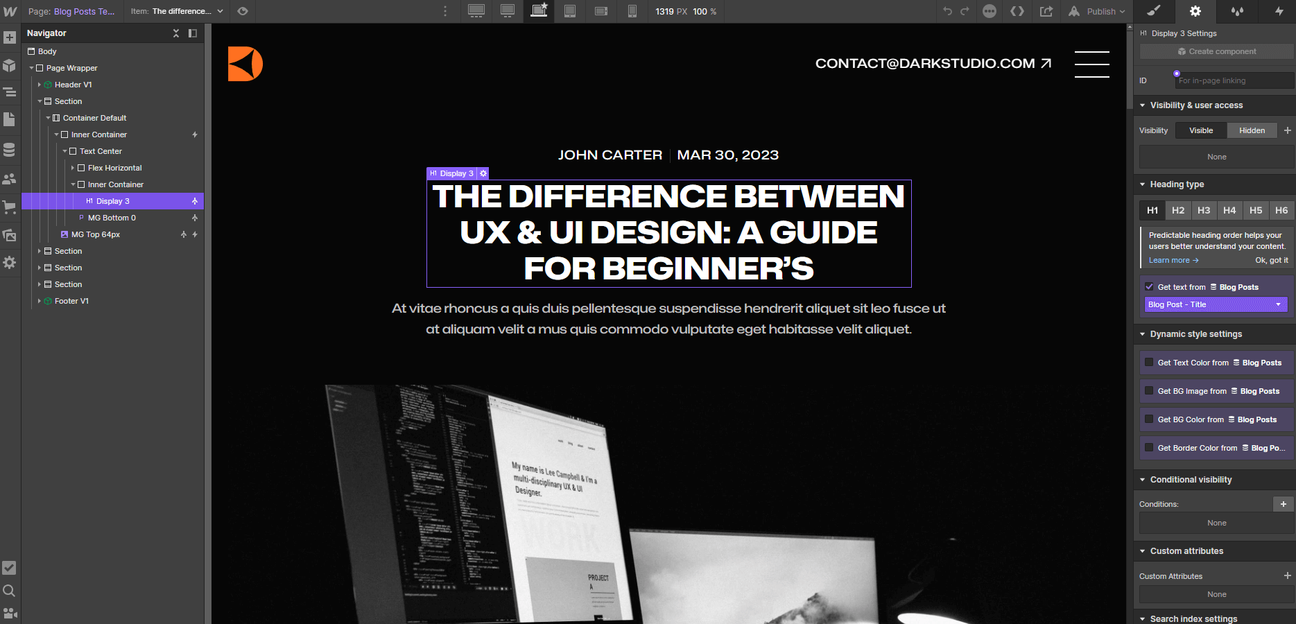 CMS Page - Darkstudio X Webflow Template