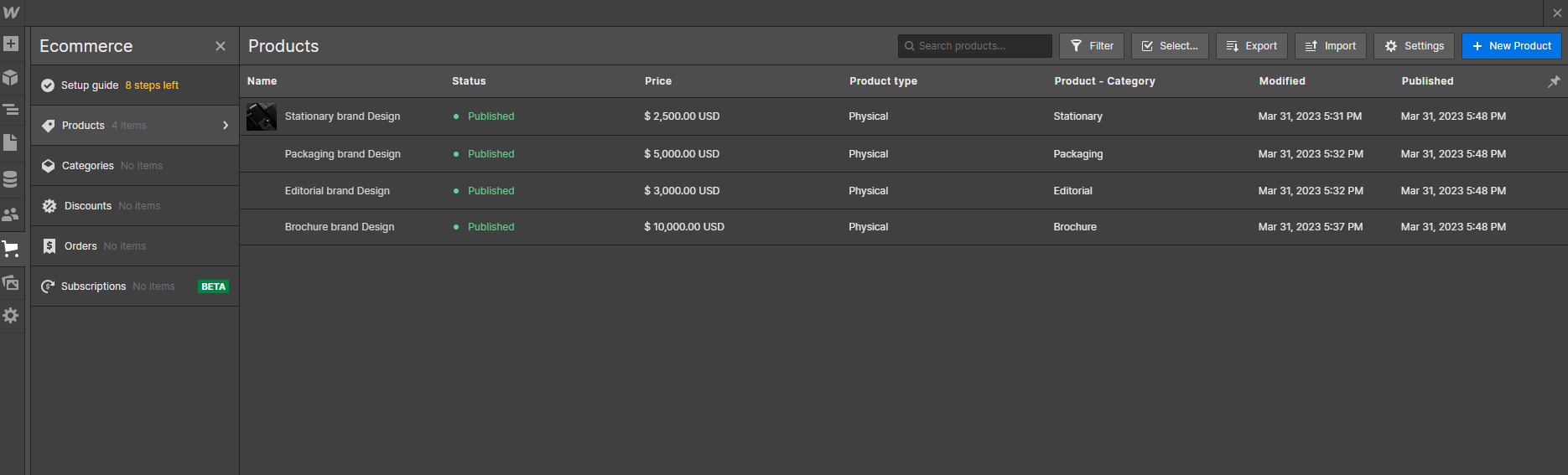 Ecommerce Collection - Darkstudio X Webflow Template