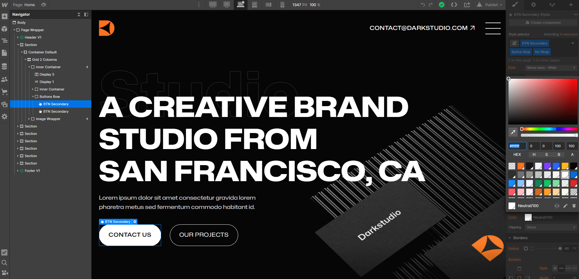 Color - Darkstudio X Webflow Template