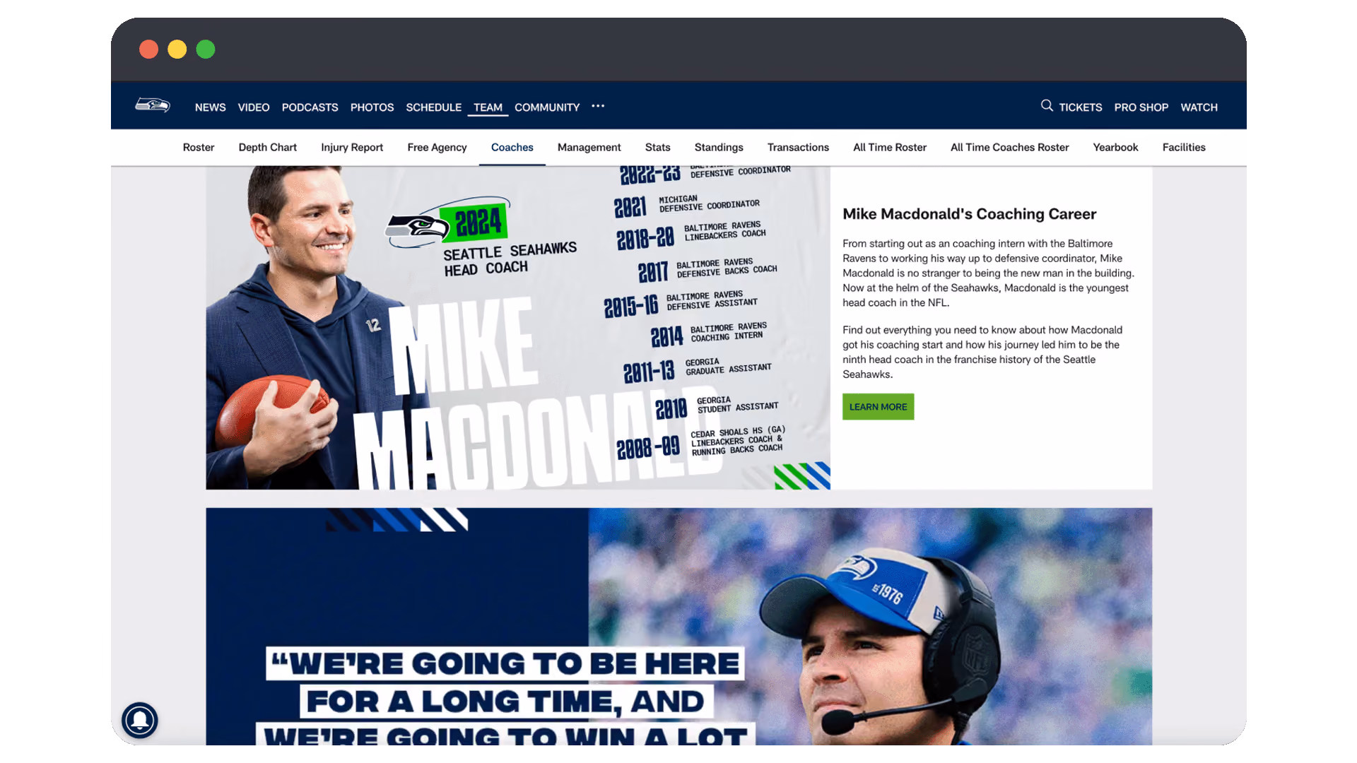 A screenshot of the Welcome Mike Macdonald webpage with web optimized graphics.