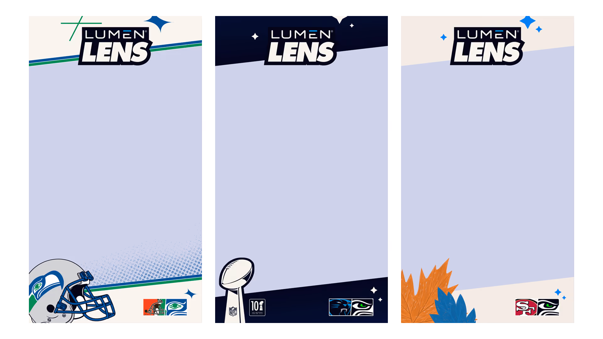 Three Lumen Lens frames used during the 2023-24 season.