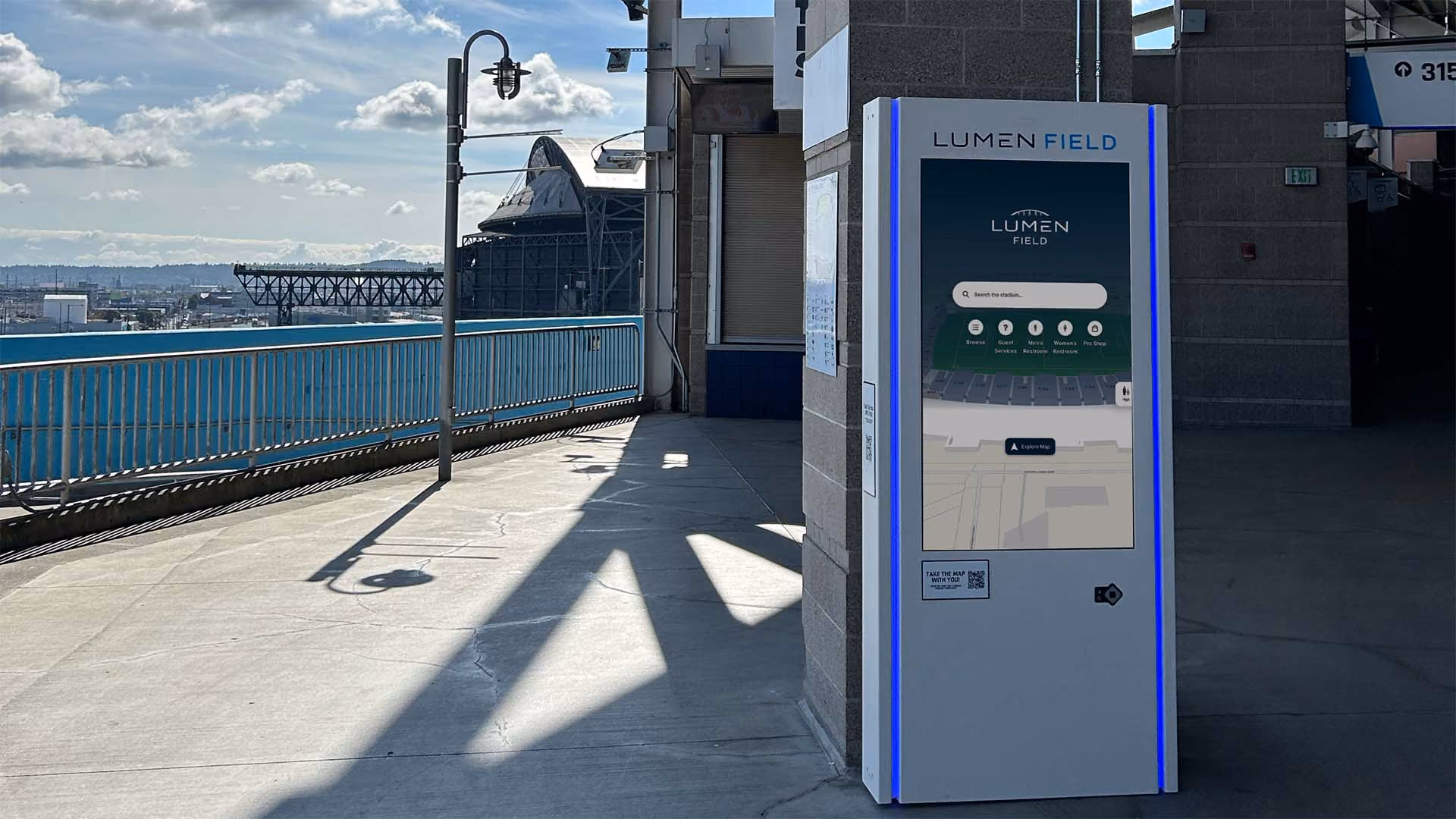 A directory kiosk at Lumen Field.