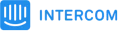Blue square icon with a white stylized smiley face and word INTERCOM in blue capital letters.