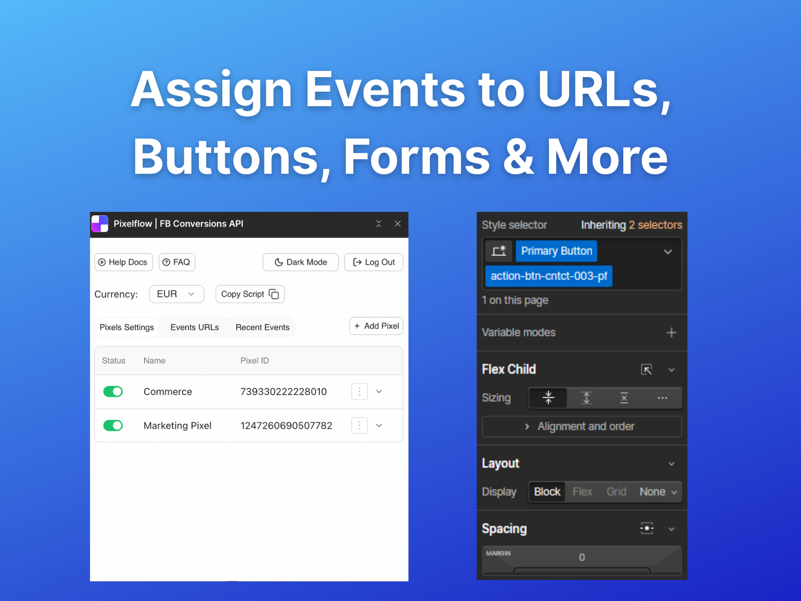 Assign events to URLs and DOM elements