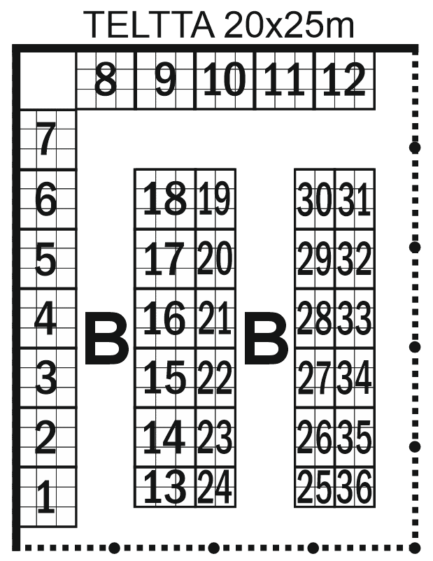 Kauhajoen Erämessut Pohjakartta, teltta-alue, alustava