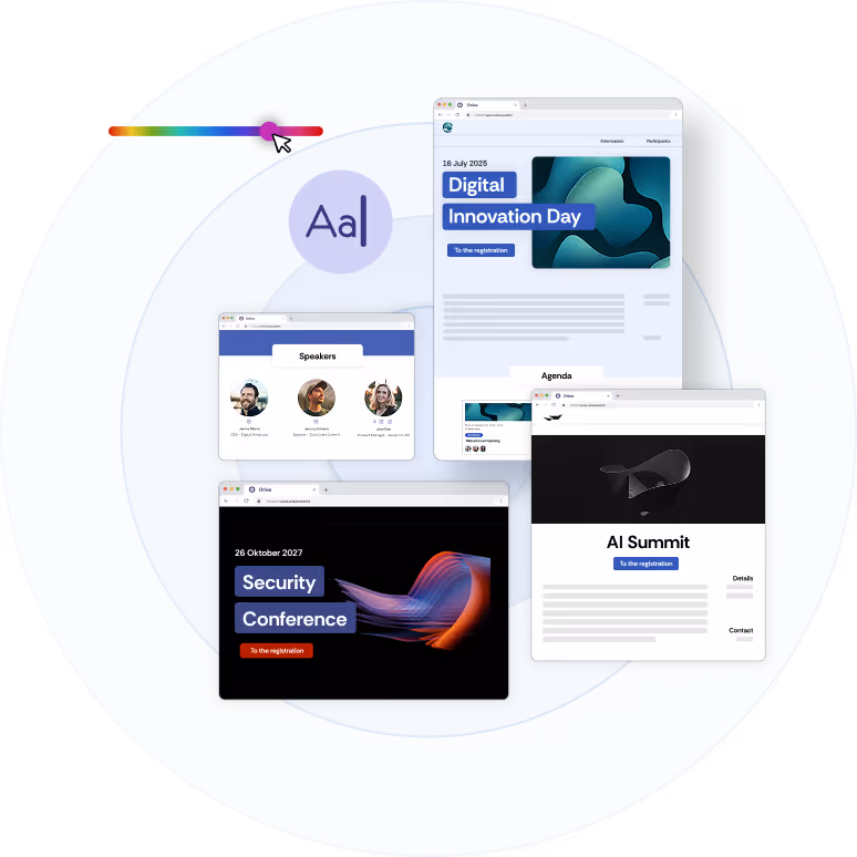 A screenshot showing three different branding configurations.