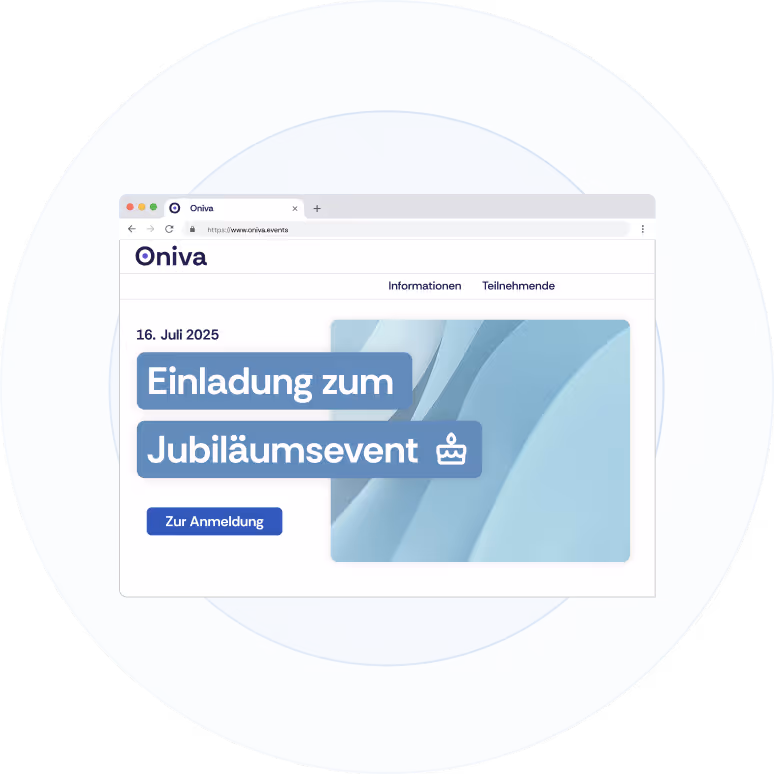 Illustration der Event-Website für einen Jubiläumsanlass. 