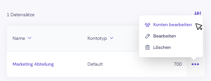 Ein Screenshot der Option zum Bearbeiten von Konten