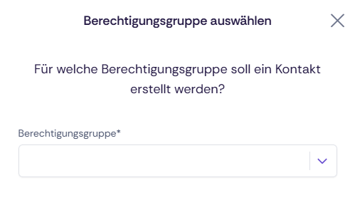 Auswahl der Berechtigungsgruppe beim Erfassen eines Kontakts