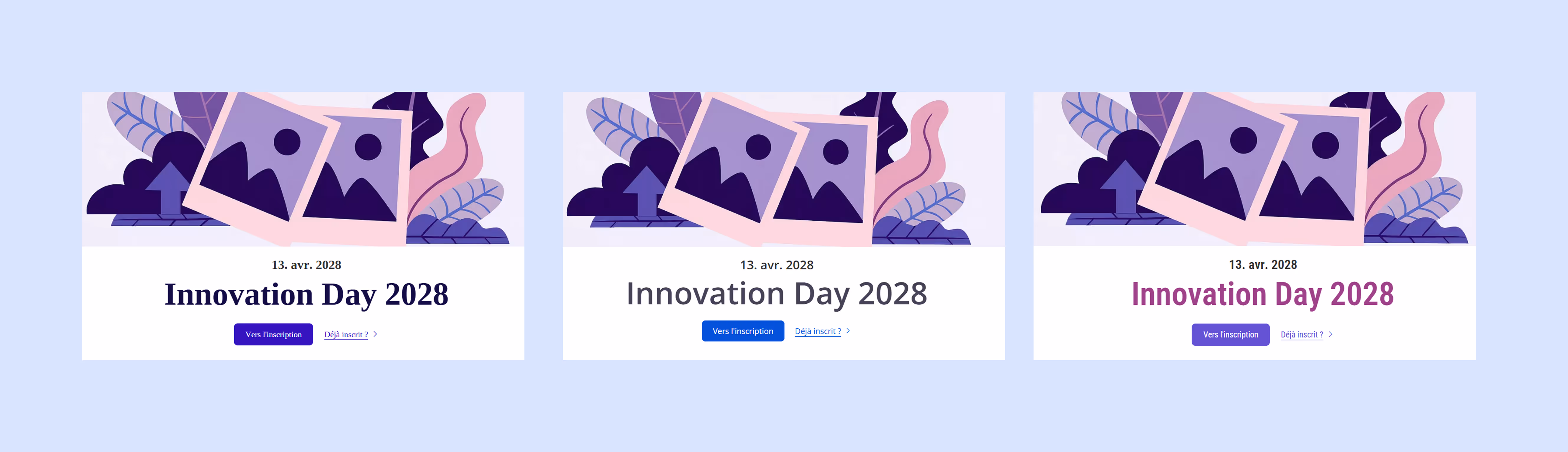 Trois exemples de différents paramètres de style.