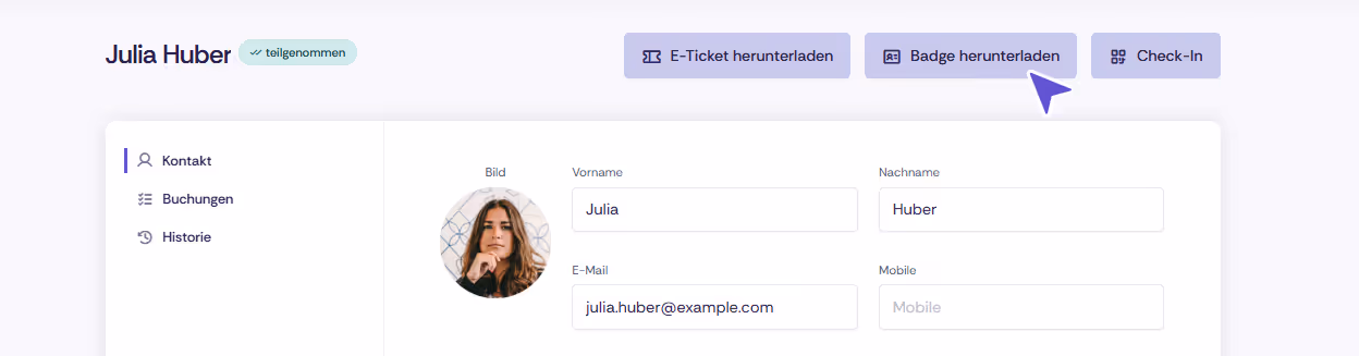 Heraunterladen des Badges eines Kontakt in Oniva