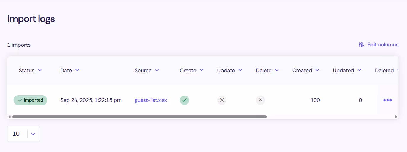 Import logs in Oniva.