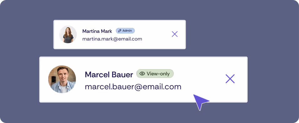 Illustration of two user accounts with their respective role names.