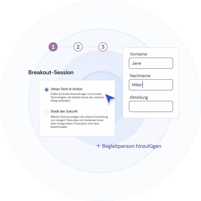 Verschiedene Buchungslogiken vor einem Eventbild.