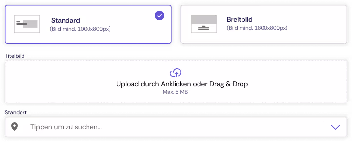 Screenshot der Konfiguration der Event-Informationen.