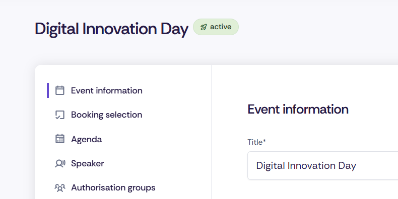 Screenshot from Oniva showing how to edit events.