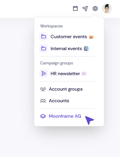 Navigation to the tenant settings in Oniva.