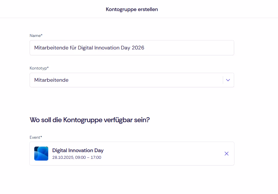 Kontogruppe erstellen.