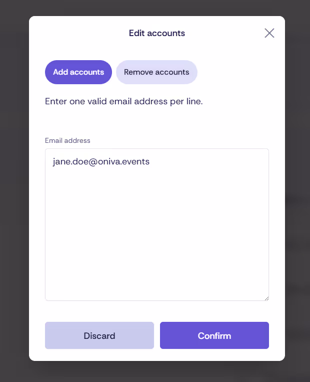 Screenshot showing the entry of account data for managing account groups.