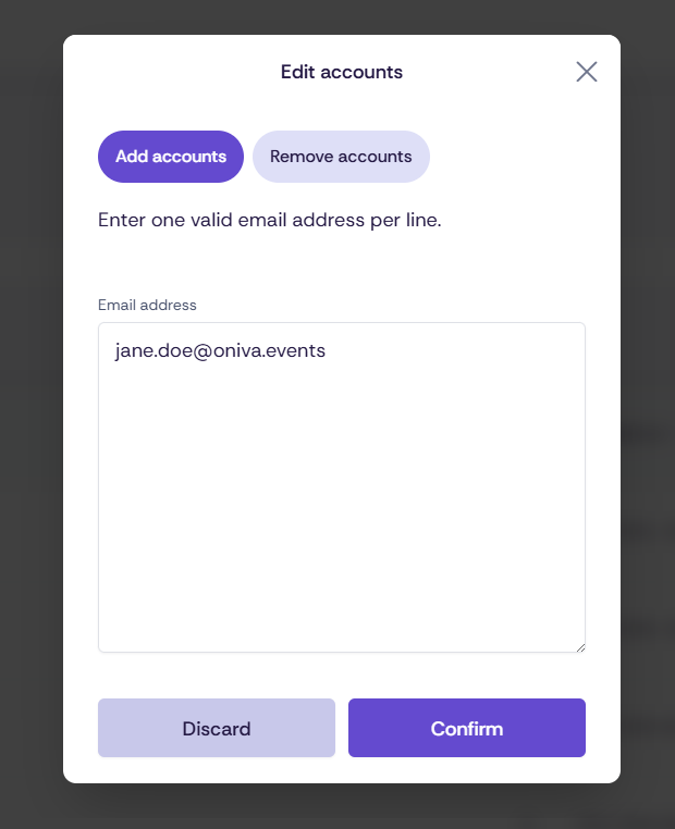 Screenshot showing the entry of account data for managing account groups.
