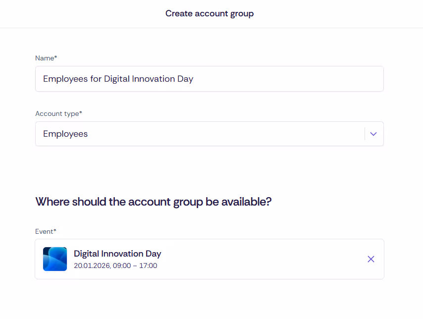 Create account group.
