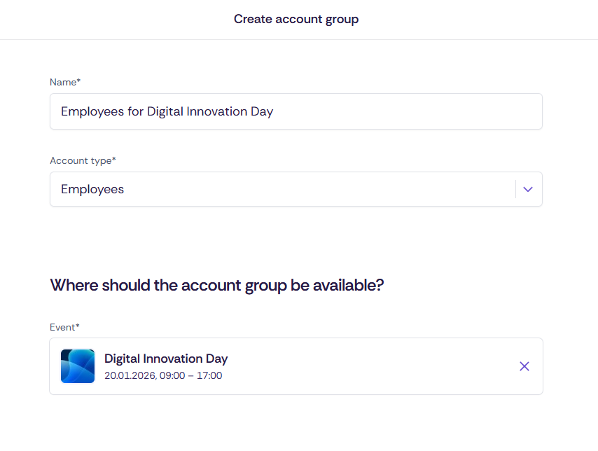 Create account group.