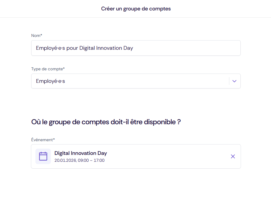 Créer un groupe de comptes.