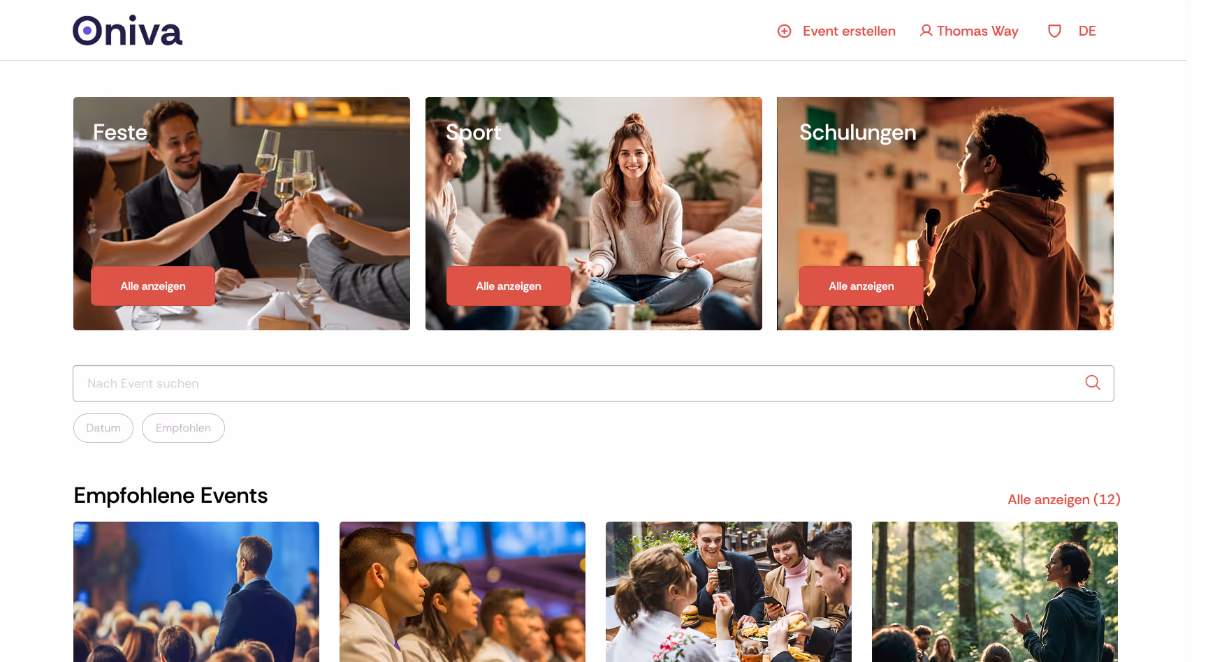Die Plattform-Eventbibliothek in Oniva.