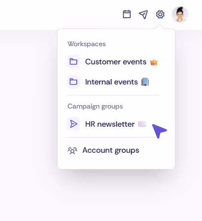Screenshot of navigating to campaign groups
