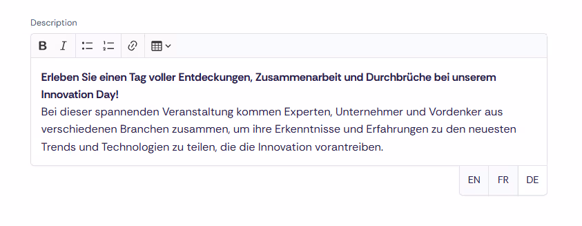 Translations in continuous text fields in Oniva.