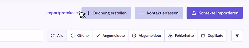 Screenshot der Navigation zu den Importprotokollen.