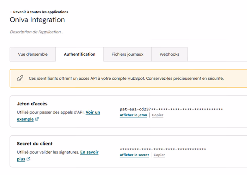 Applications privées dans HubSpot