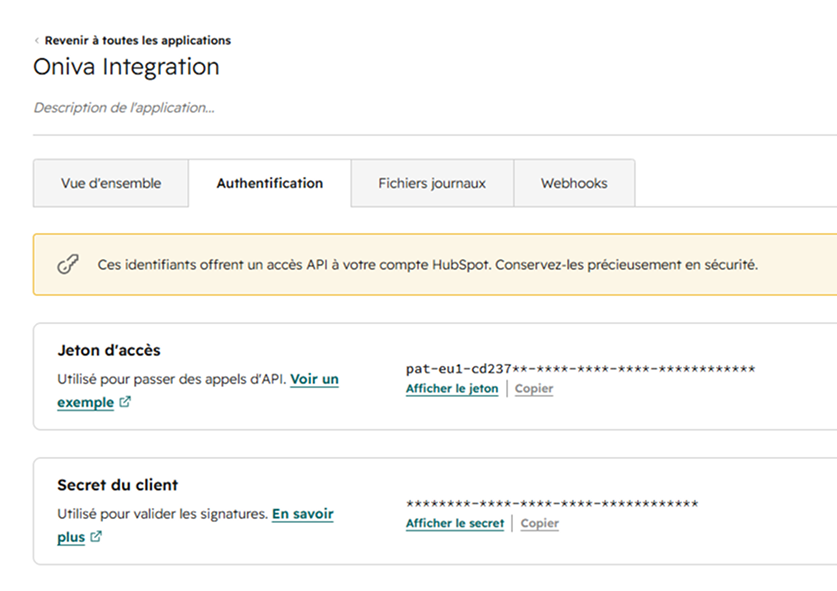 Applications privées dans HubSpot